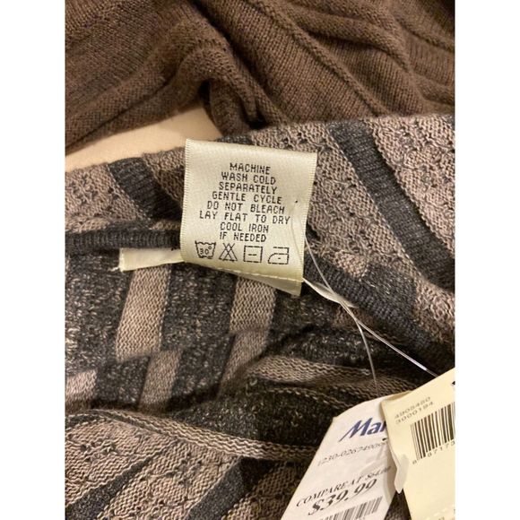 Max Studio Fitted Ribbed Knit Sleeveless Brown & Gray Sweater Dress sz S - Picture 5 of 6